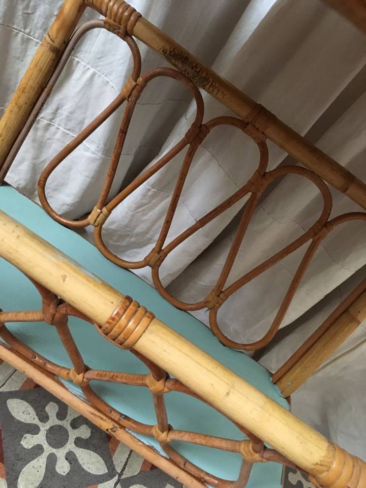 Bedside or rattan magazines rack in mint color