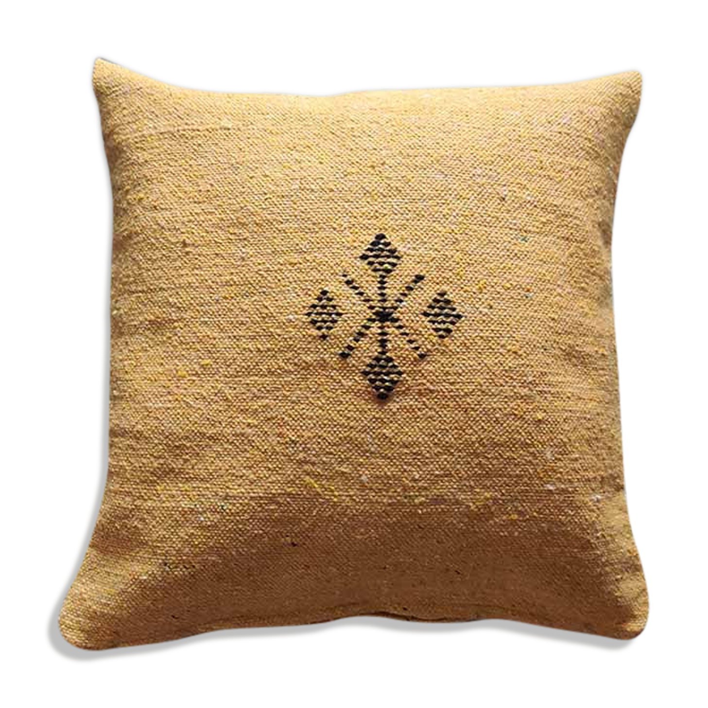 Yellow Moroccan cotton cushion