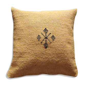 Coussin marocain jaune en coton