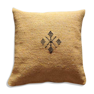 Yellow Moroccan cotton cushion