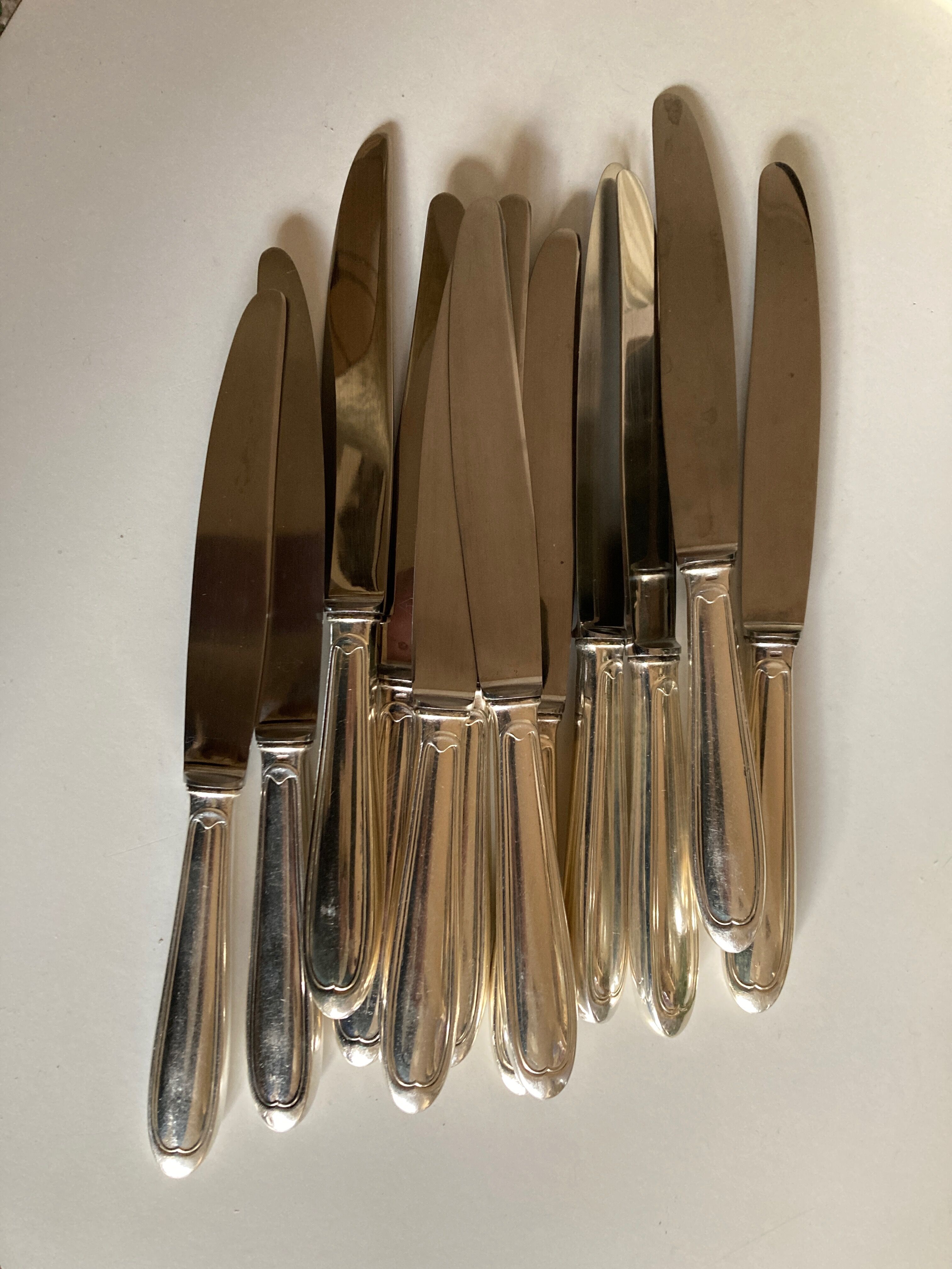 Product BHV Set of 12 table knives in silver metal Louis 1950