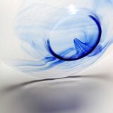 Vintage Blue Swirl Glass Fruit Bowl / Bormioli Rocco / Italy / 1990s