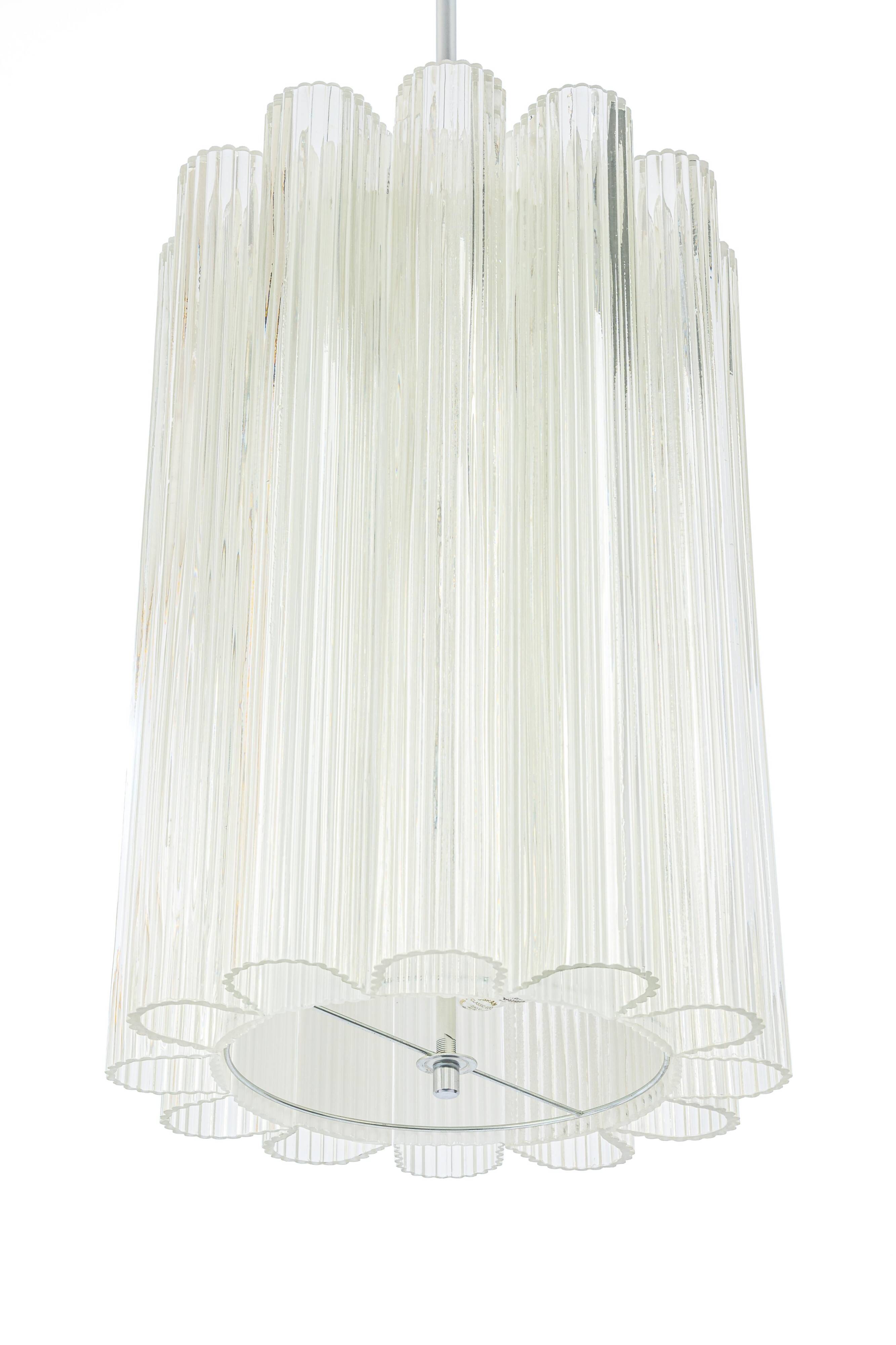 Cylindrical suspension with crystal glass by Doria, Germany, 1960s