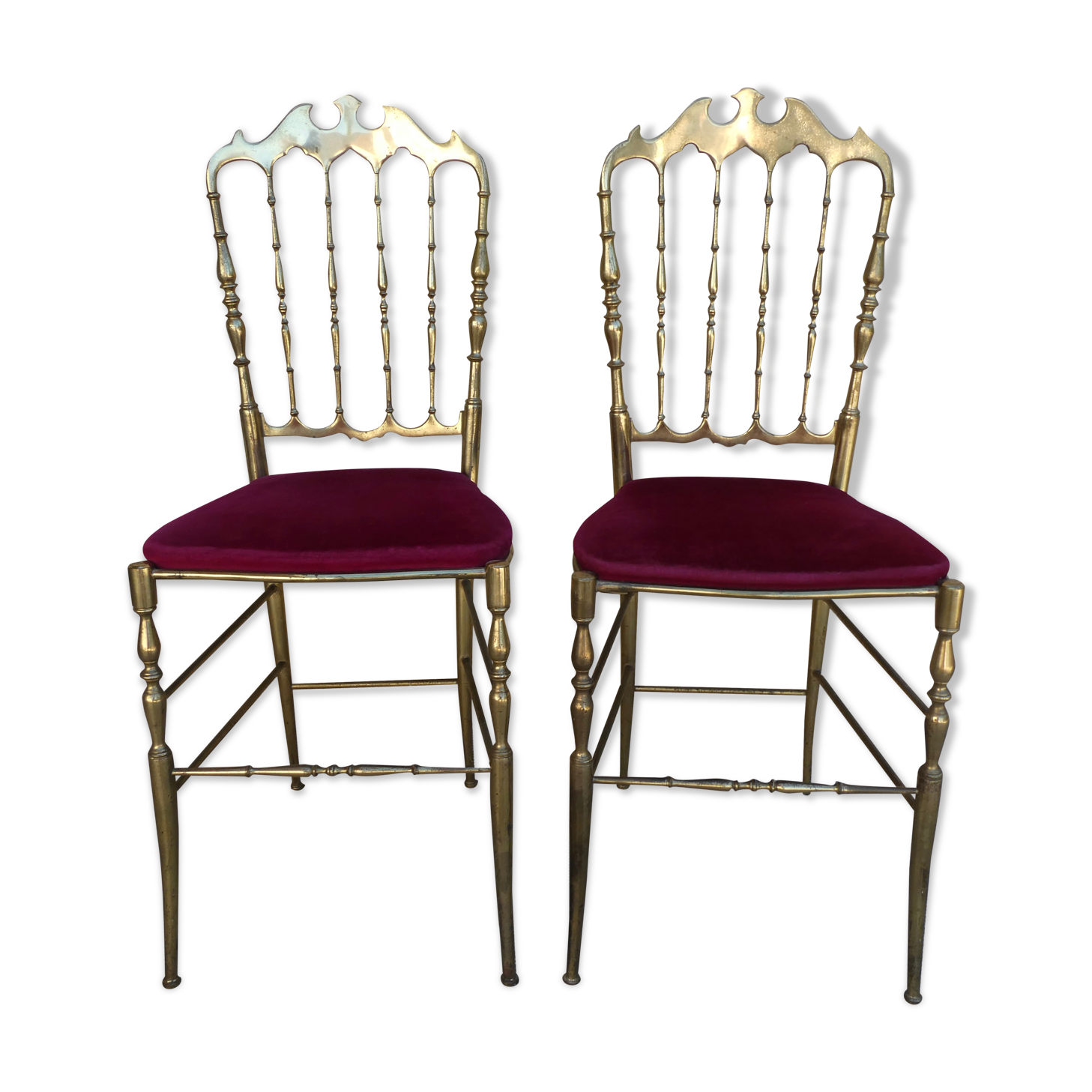 Pair of chairs "Chariviari" in brass 60s