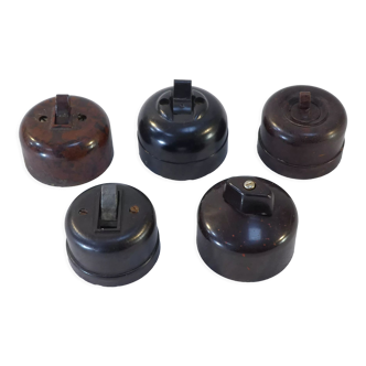 Lot de 5 interrupteurs en bakelite