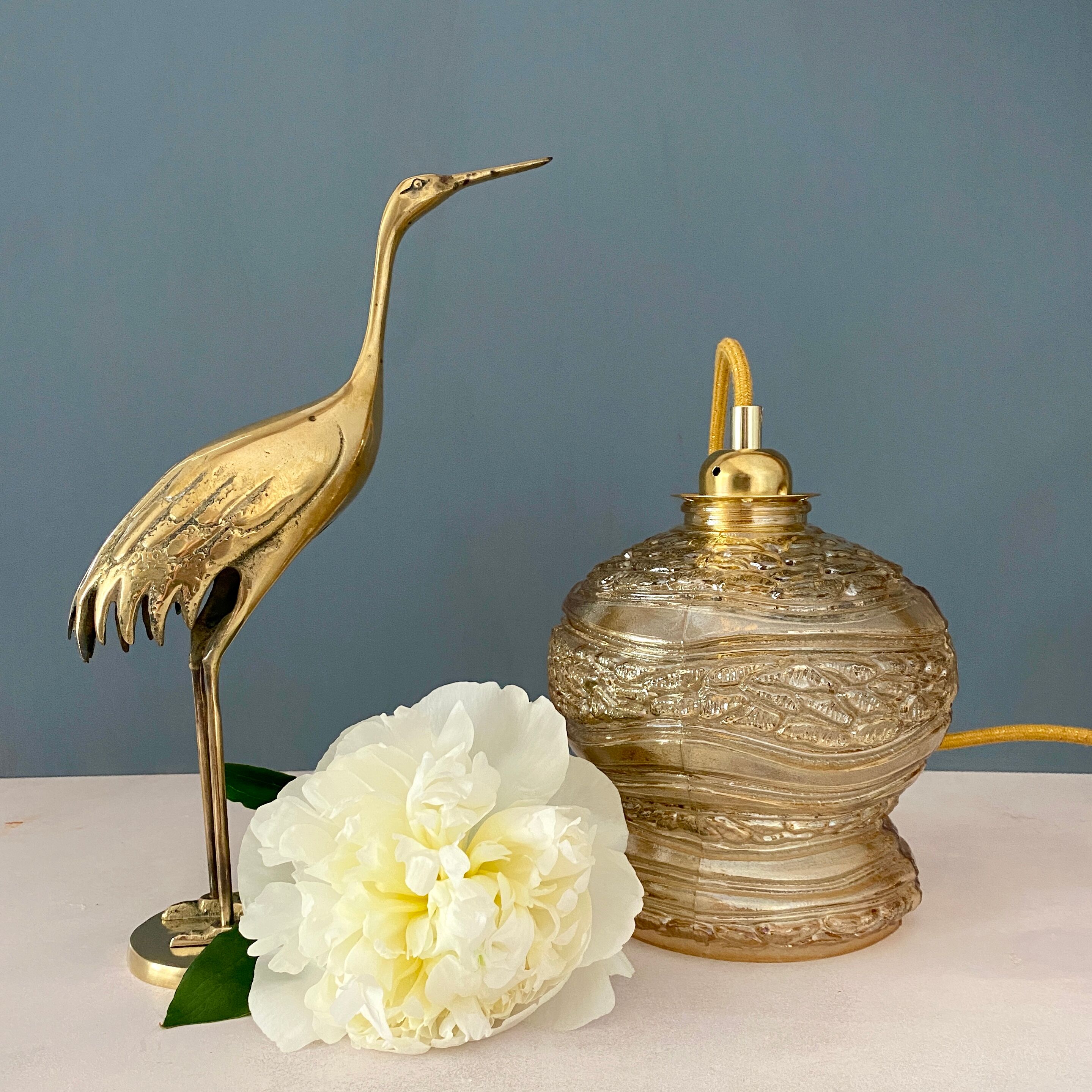 Vintage amber glass globe player