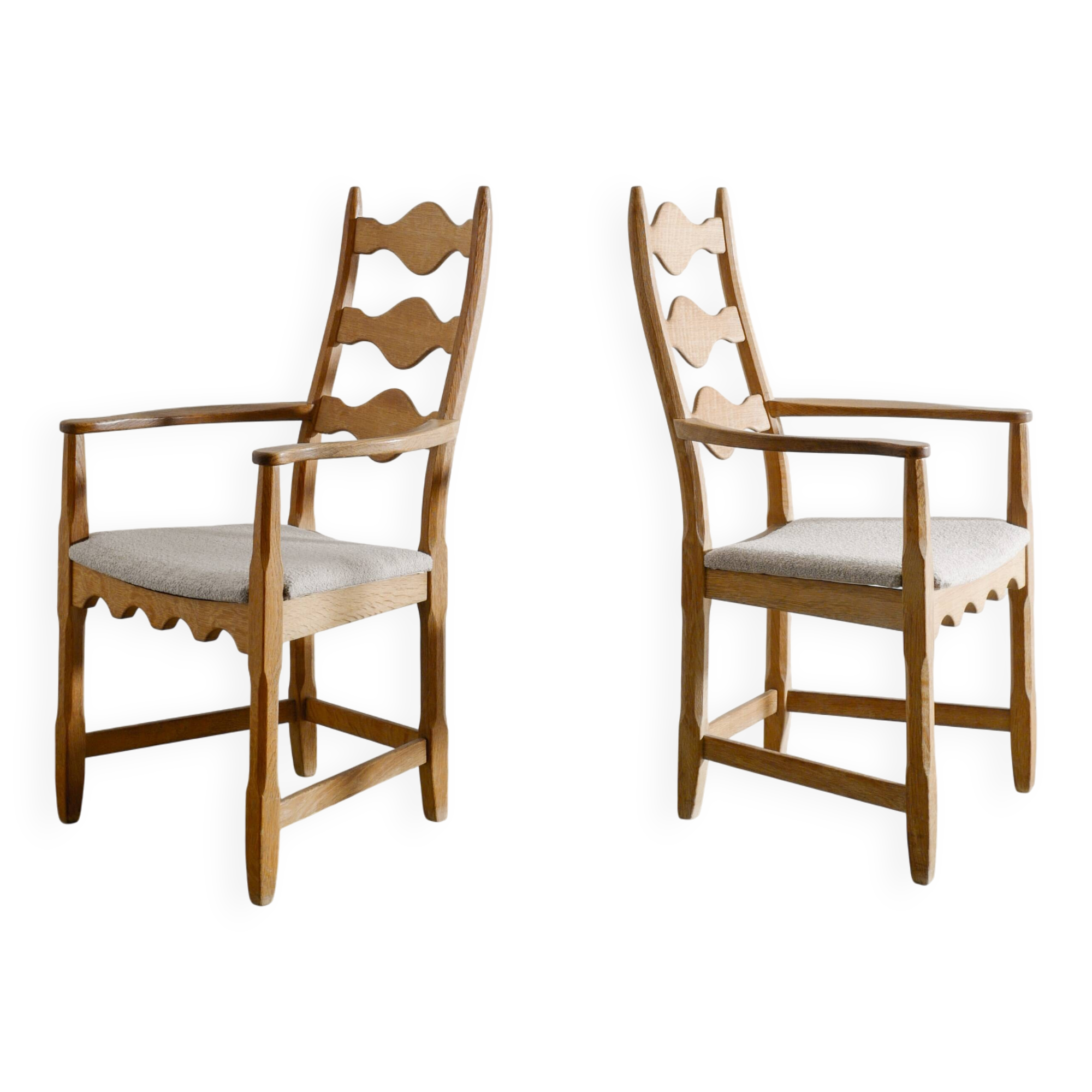 Vintage Danish Sculptural Wooden Armchairs by Henning Kjaernulf, 1950s