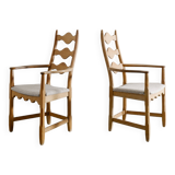 Vintage Danish Sculptural Wooden Armchairs by Henning Kjaernulf, 1950s
