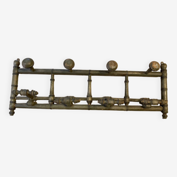 Porte manteau mural debut xxeme decor bambou en bois avec 8 pateres