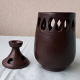 Signed stoneware tealight candle holder