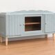 Art Deco sideboard renovated in blue-grey – Bevelled glass and wooden legs – 132.5 cm