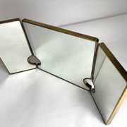 Large Mid-Century Modern Italian Brass Triple Mirror, 1950s