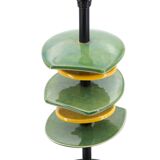 Lamp with yellow and green freeforms in ceramic, 90s
