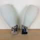 Pair of inda adjustable wall lamps, chrome and white opaline 70's