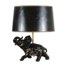 black enamelled ceramic and gold gilding elephant lamp 1950s