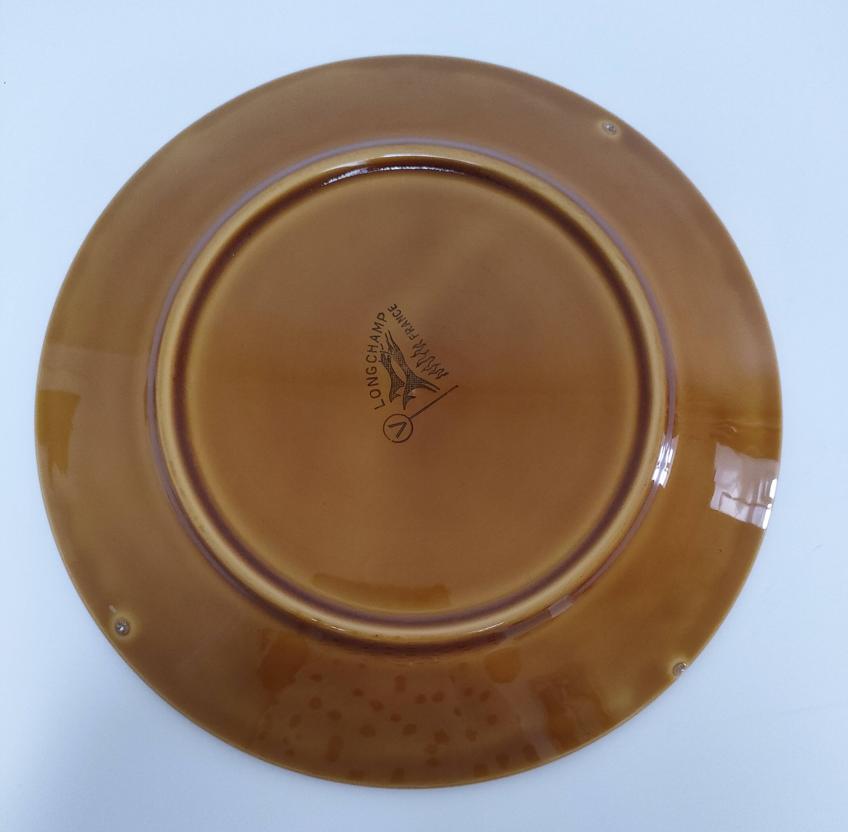 10 assiettes décor poisson par Robert Picault pour Longchamp