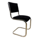 Chrome and black velvet sled chair from the 70s in Italy