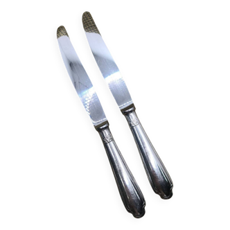 Pair of Christofle silver-plated knives, Pompadour model