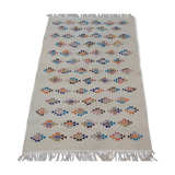 White carpet with multicolored geometric patterns handmade in pure wool
