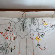 Tablecloth and 12 linen towels embroidery fine colorful flowers 255 x 170 - Old