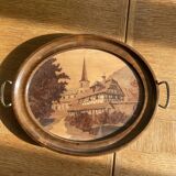 Service tray in marquetry