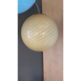 Contemporary Amber-White Sphere Pendant in Murano Glass