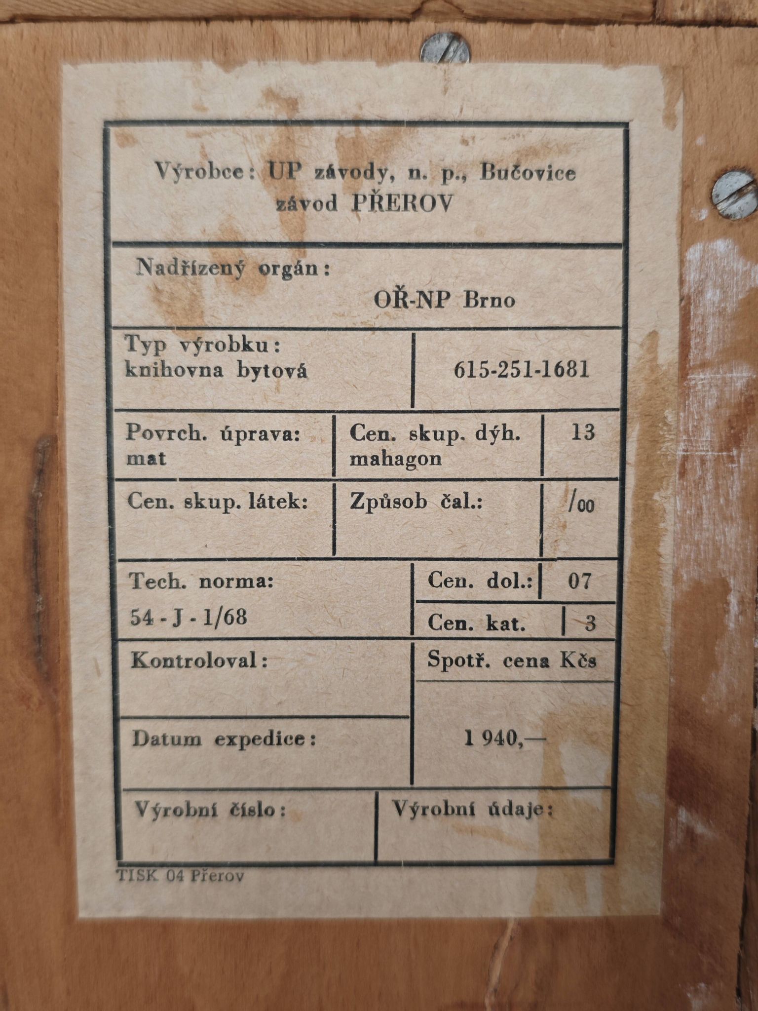 Vaisselier, buffet haut Frantisek Jirak pour Up Zavody 1960