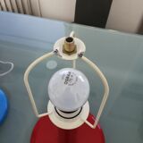 Mushroom lamp in lacquered steel and opaline, bubble gum, space age, 1970