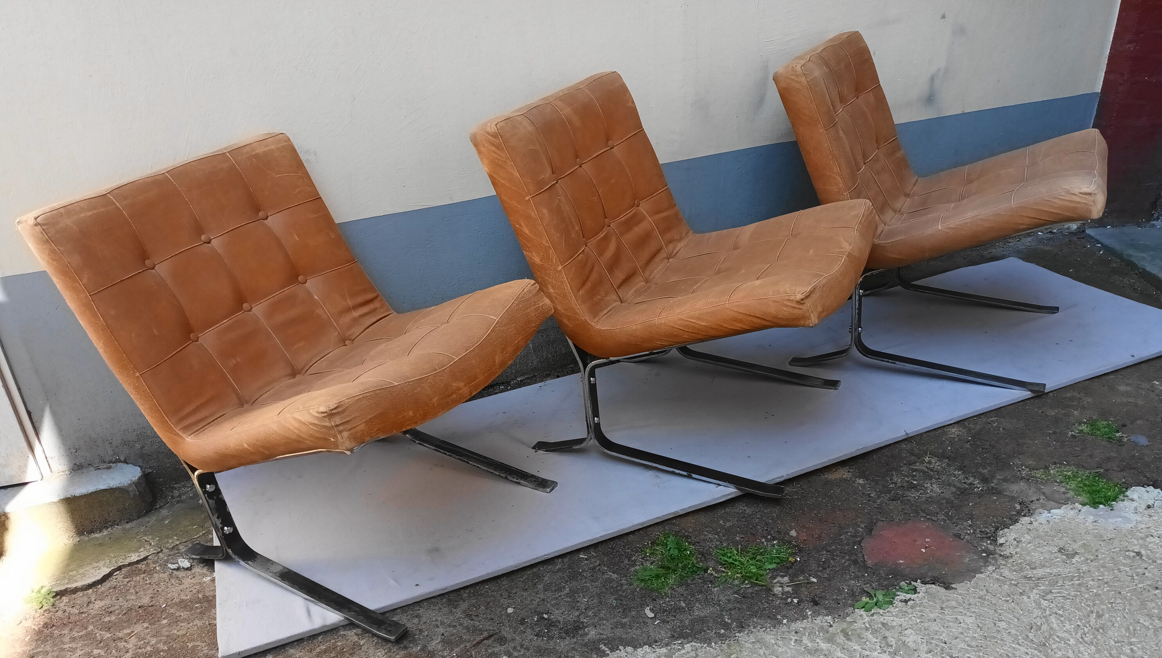 Three armchairs by Olivier Mourgue from the 50s/60s
