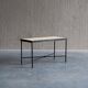 Set of 2 minimalist metal side tables with plaster-fiber tops