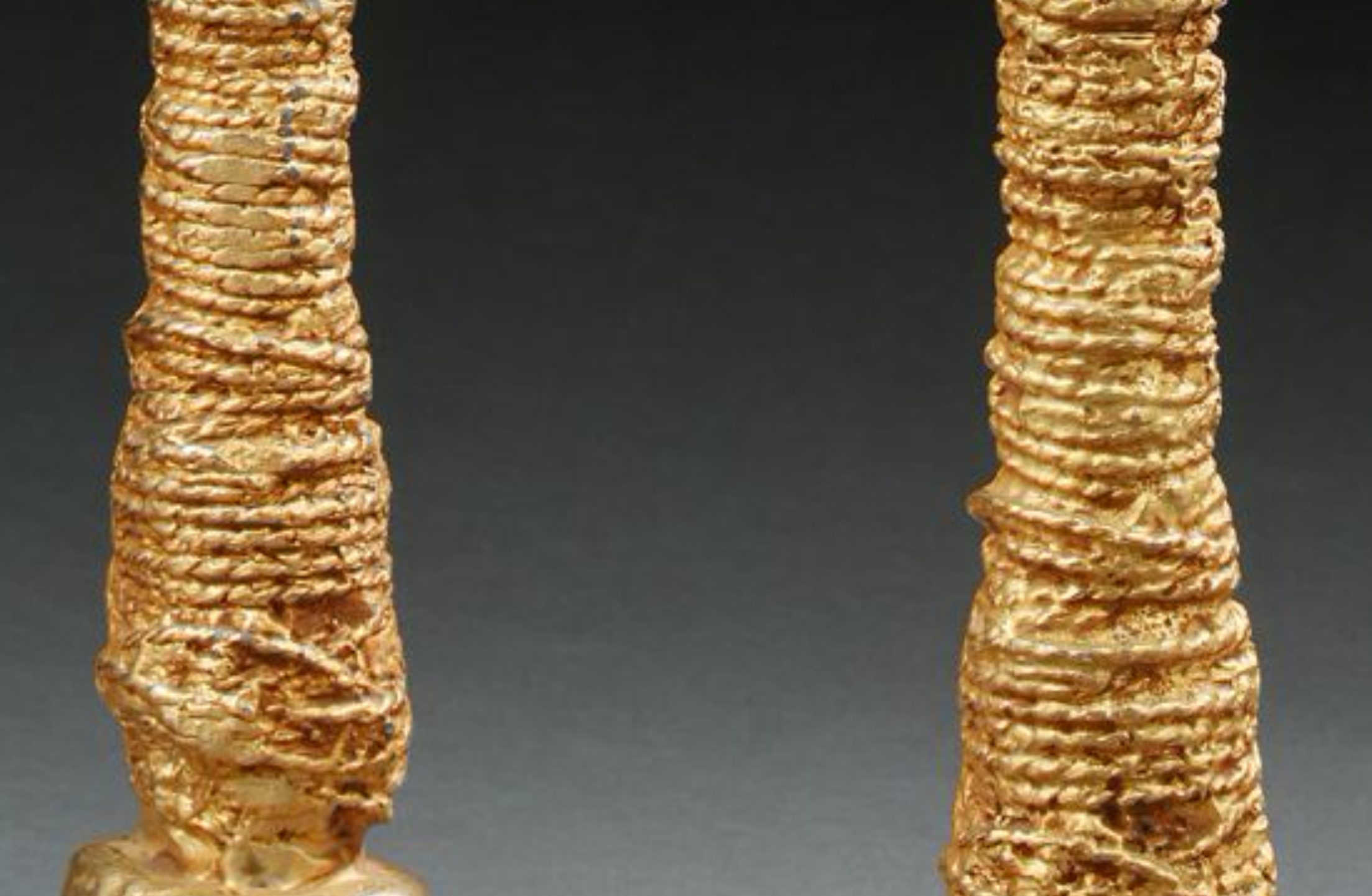 Pair of gilded bronze candle holders in gilded bronze - Pierre Casenove- Fondica 1991