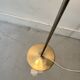 Cluster floor lamp with 3 spherical lamps in gold metal and white glass