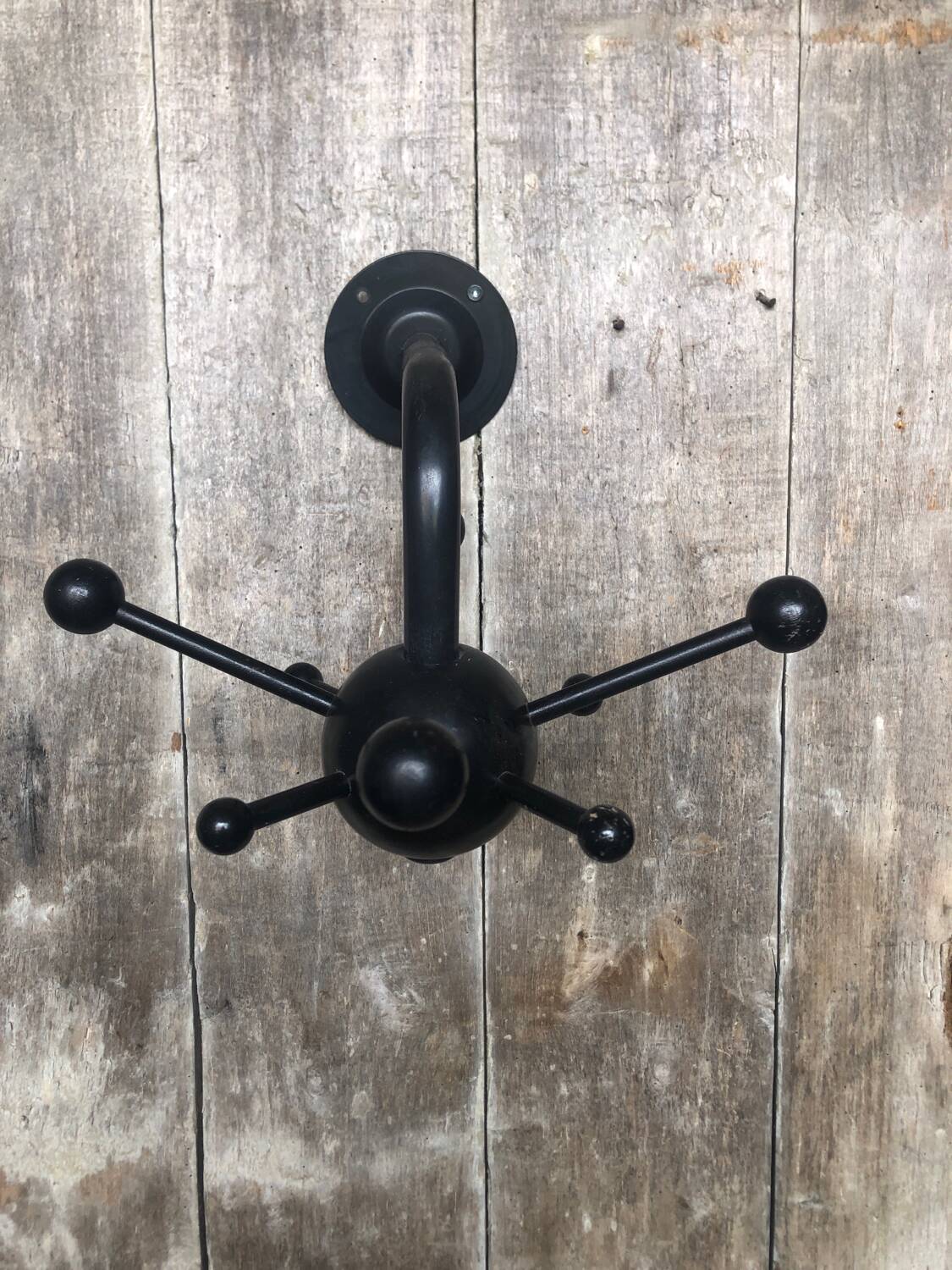 Old sputnik wall coat rack black metal ball vintage