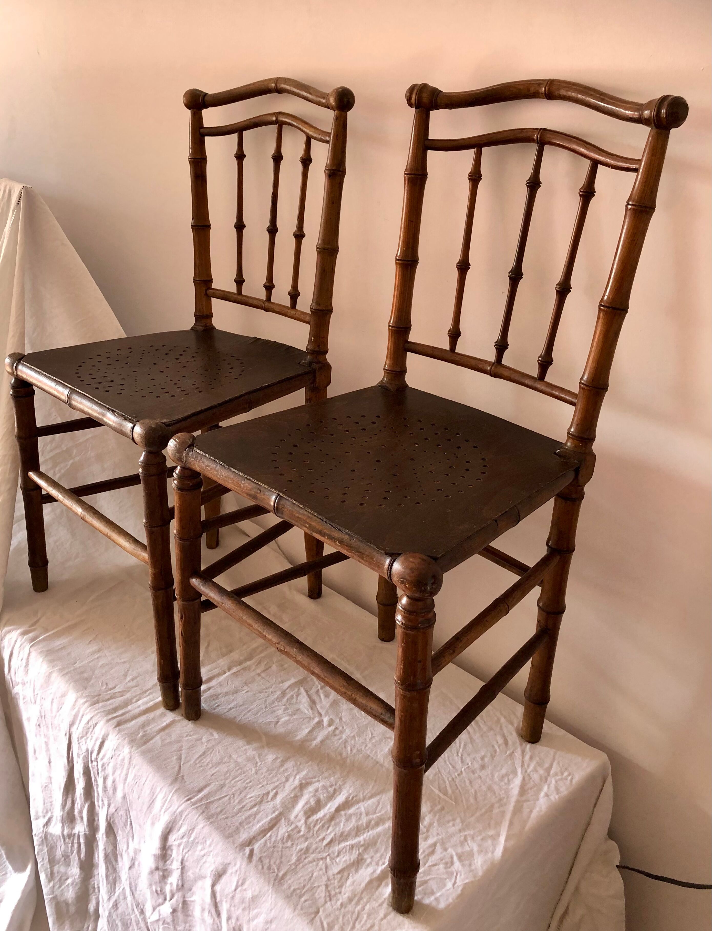 Vintage wooden and bamboo chairs