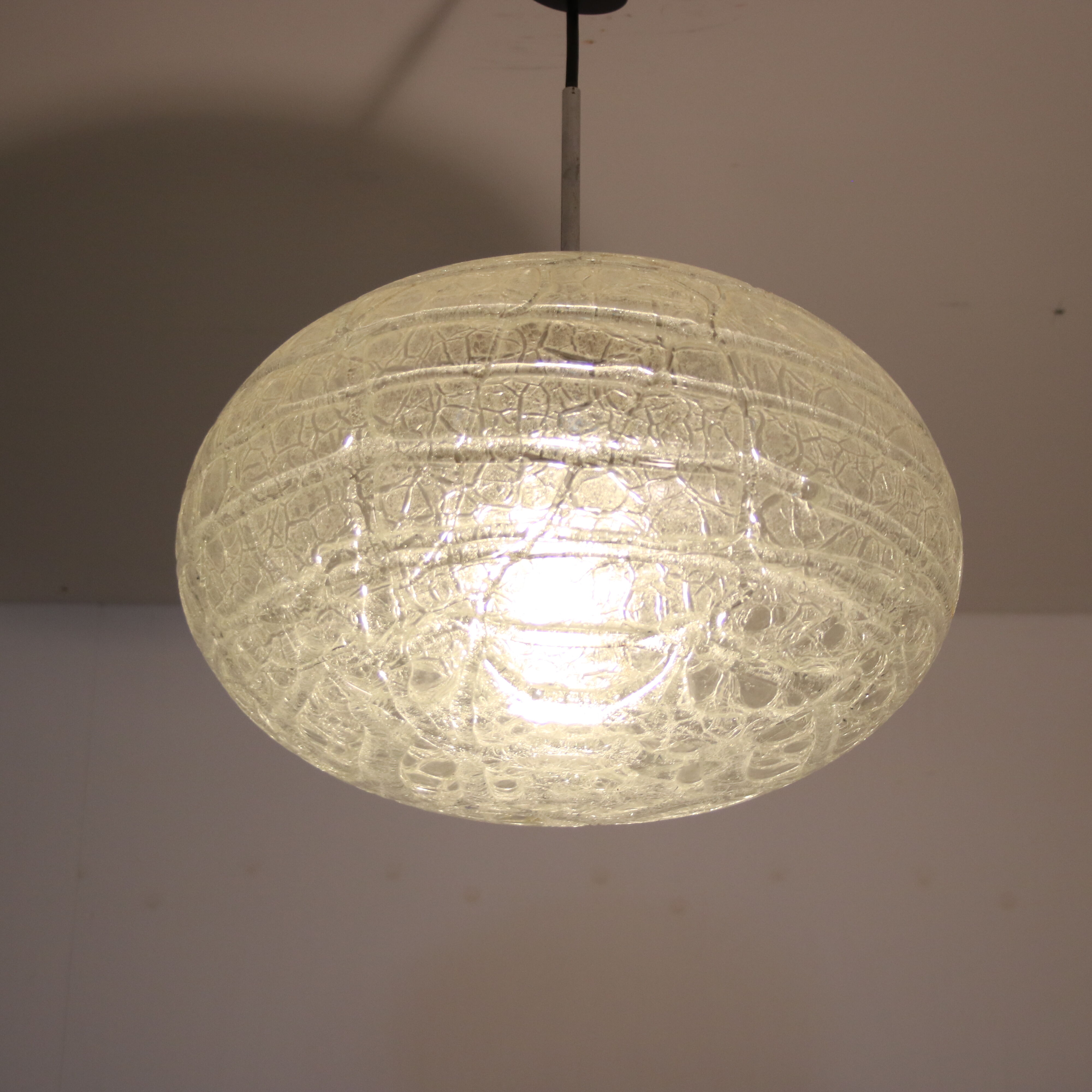 1960s Glass hanging lamp by Doria Leuchten, Germany