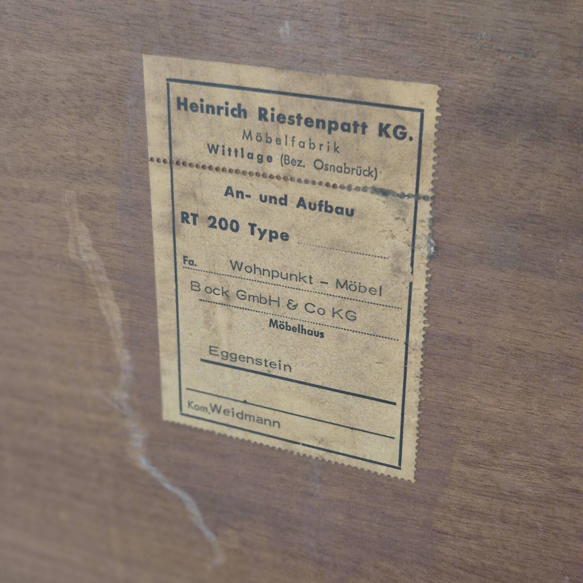 Heinrich Riestenpatt German design vintage sideboard from the 60s