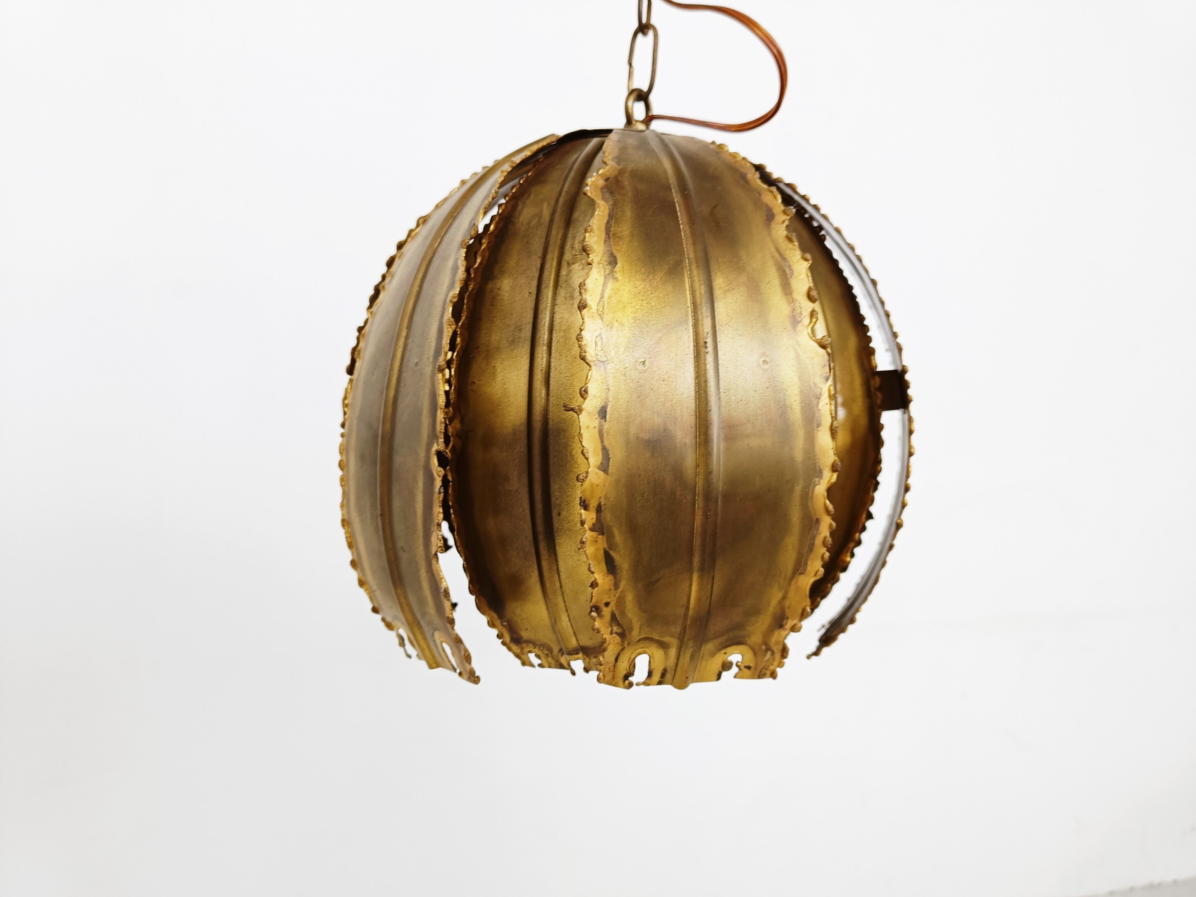 Vintage brass pendant light by Svend Aage for Holm Sorensen, 1960s