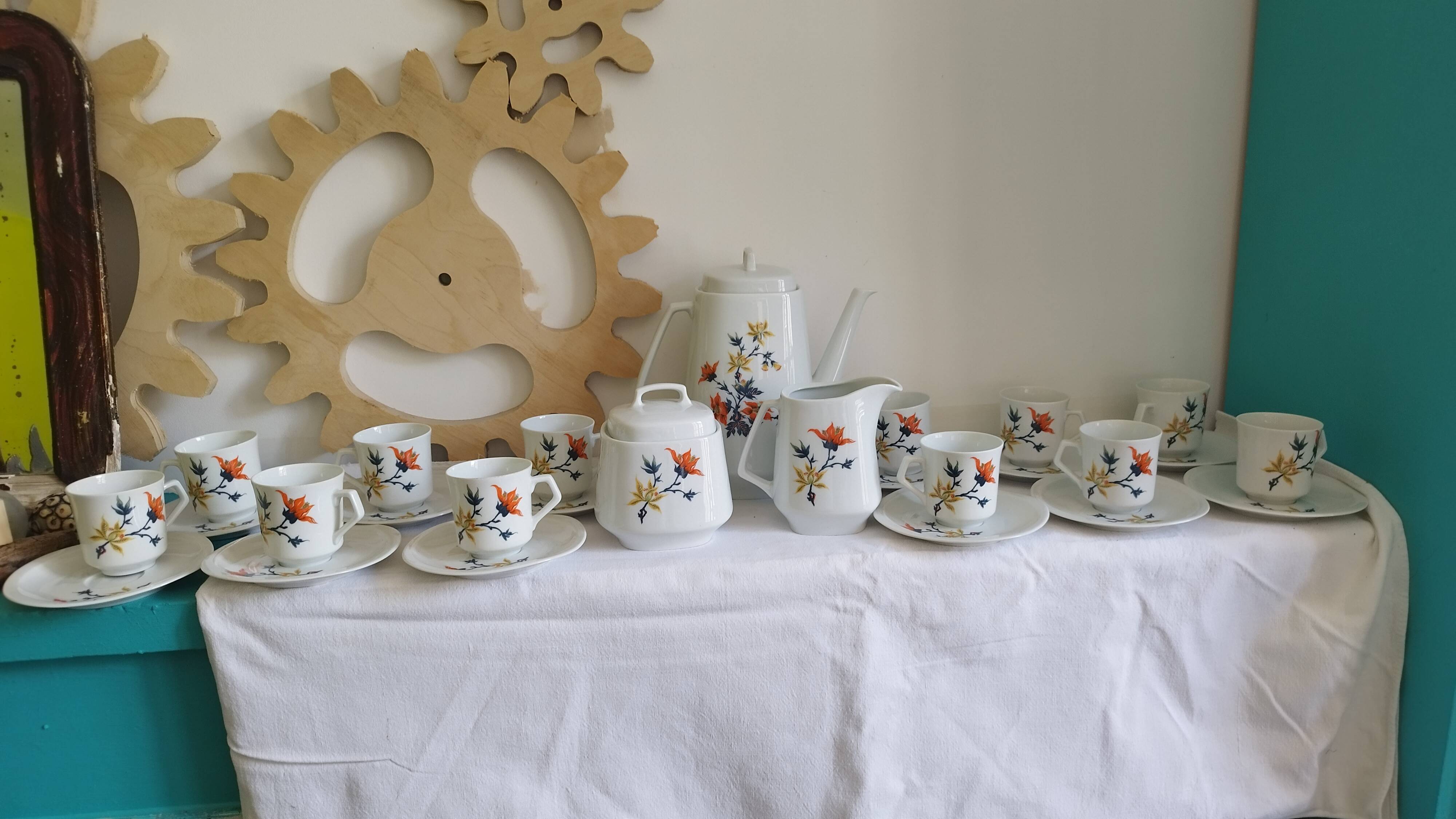 French floral porcelain coffee service