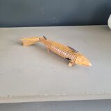 Vintage handmade wooden articulated fish - Ref 854