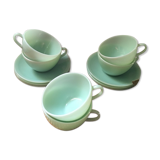 Serves six coffee cups opaline green water 60s.