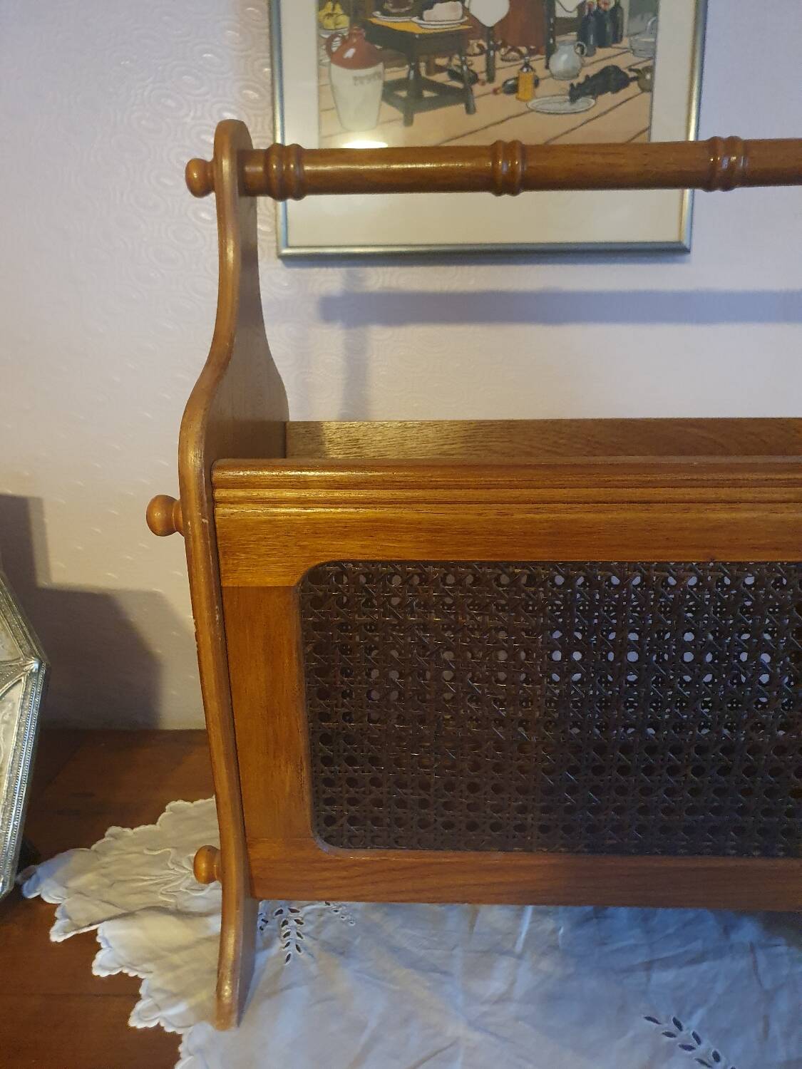 Vintage cane magazine rack