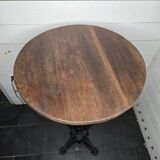 High table with cast iron legs and solid oak top
