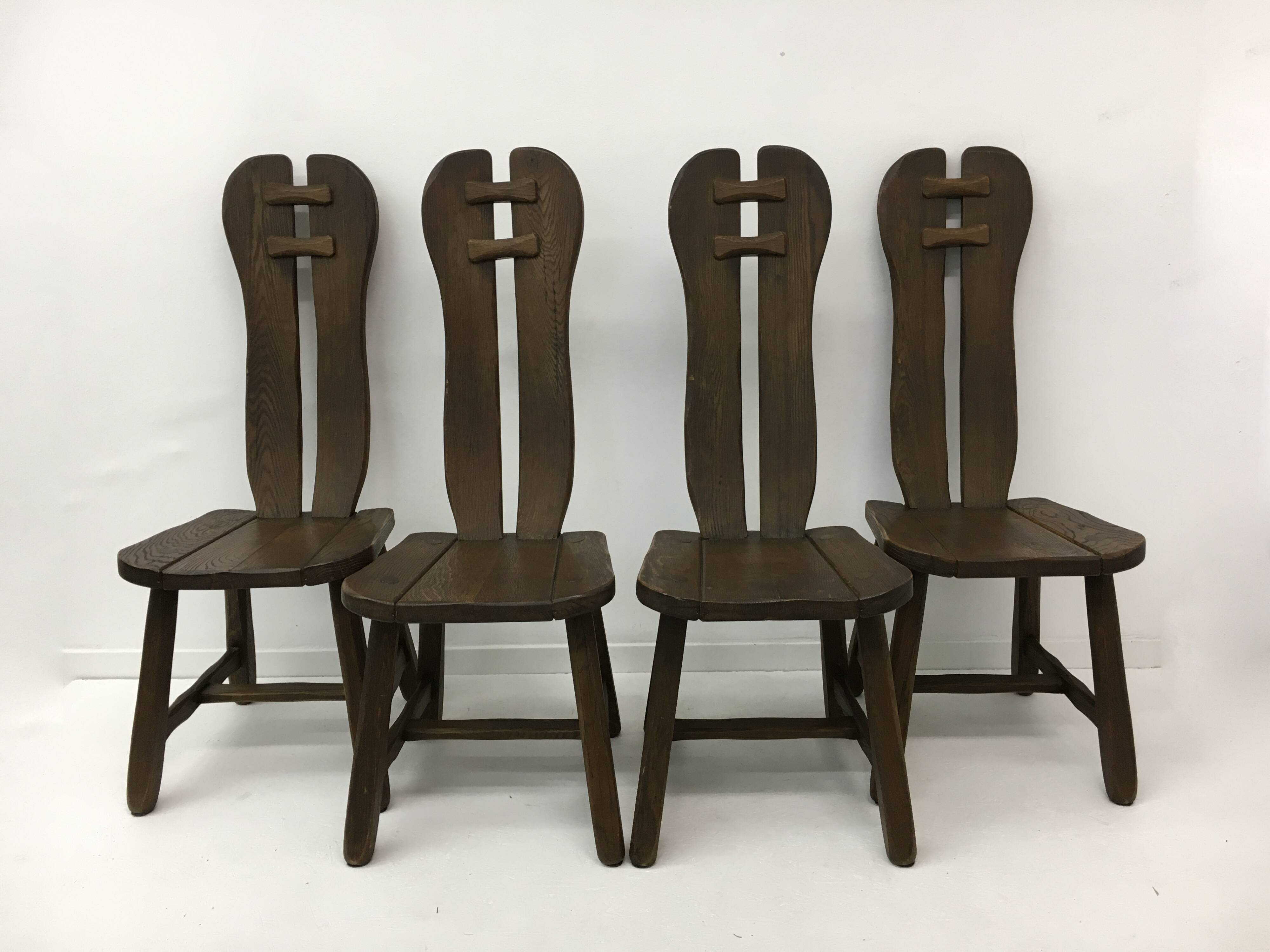 Set of 4 Belgian Brutalist Dining Chairs from De Puydt, 1970’s