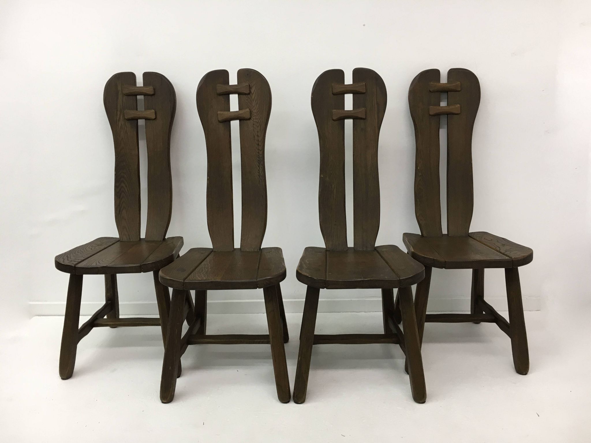 Set of 4 Belgian Brutalist Dining Chairs from De Puydt, 1970’s