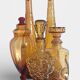 Ensemble de carafes en verre ambre Empoli par Wayne Husted, fait à la main en Italie.