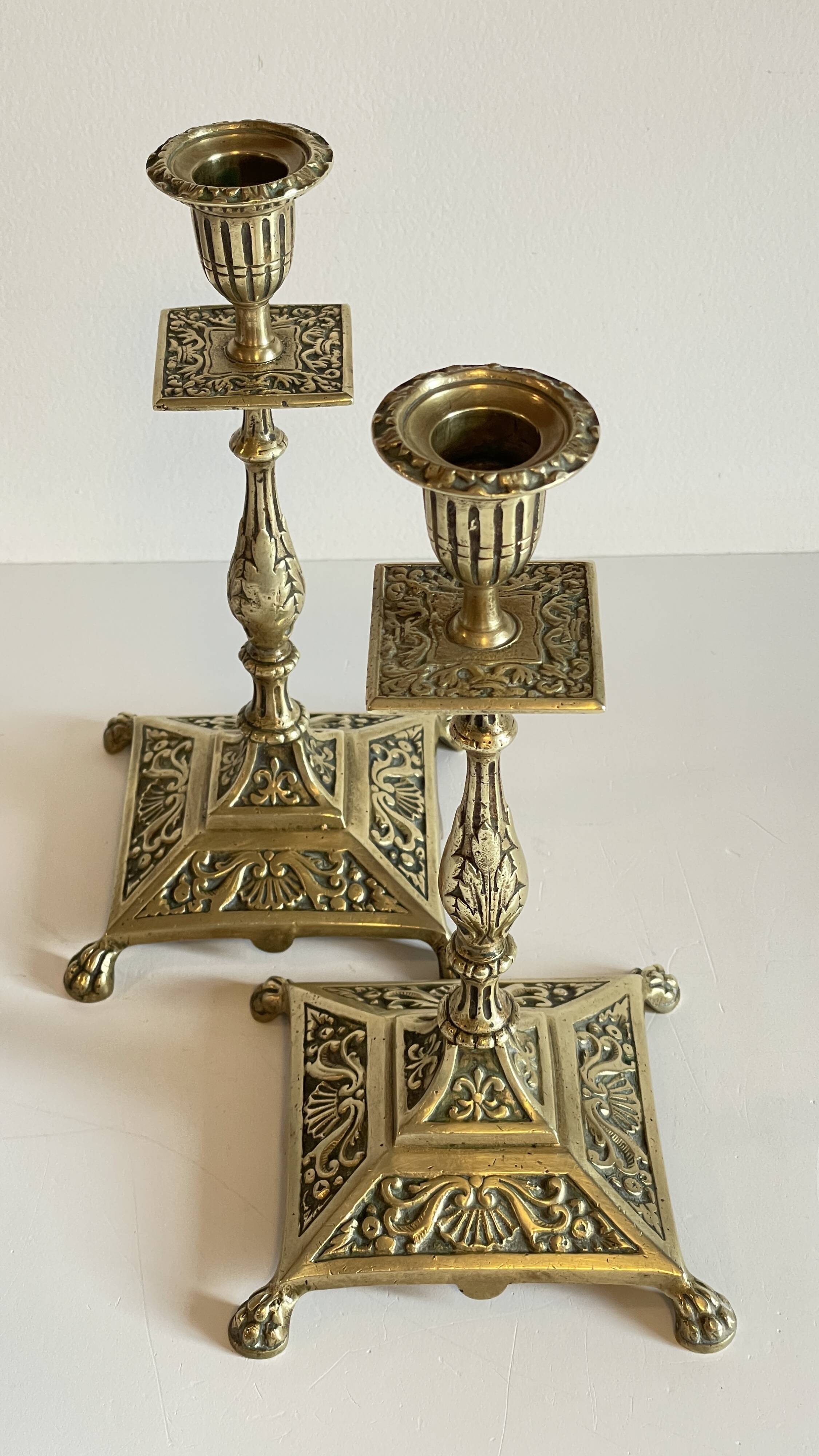 Antique Lion's Paw Candlesticks