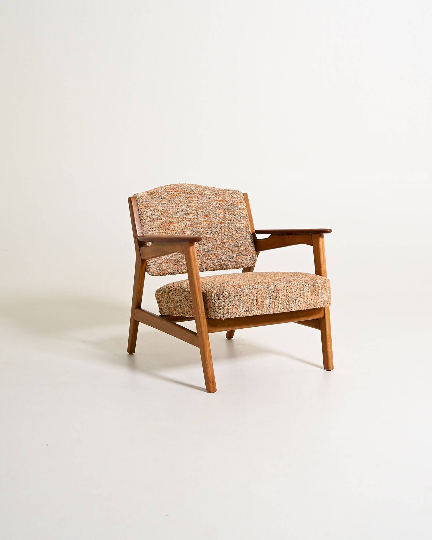 Fauteuil en hêtre scandinave et teck, années 1960