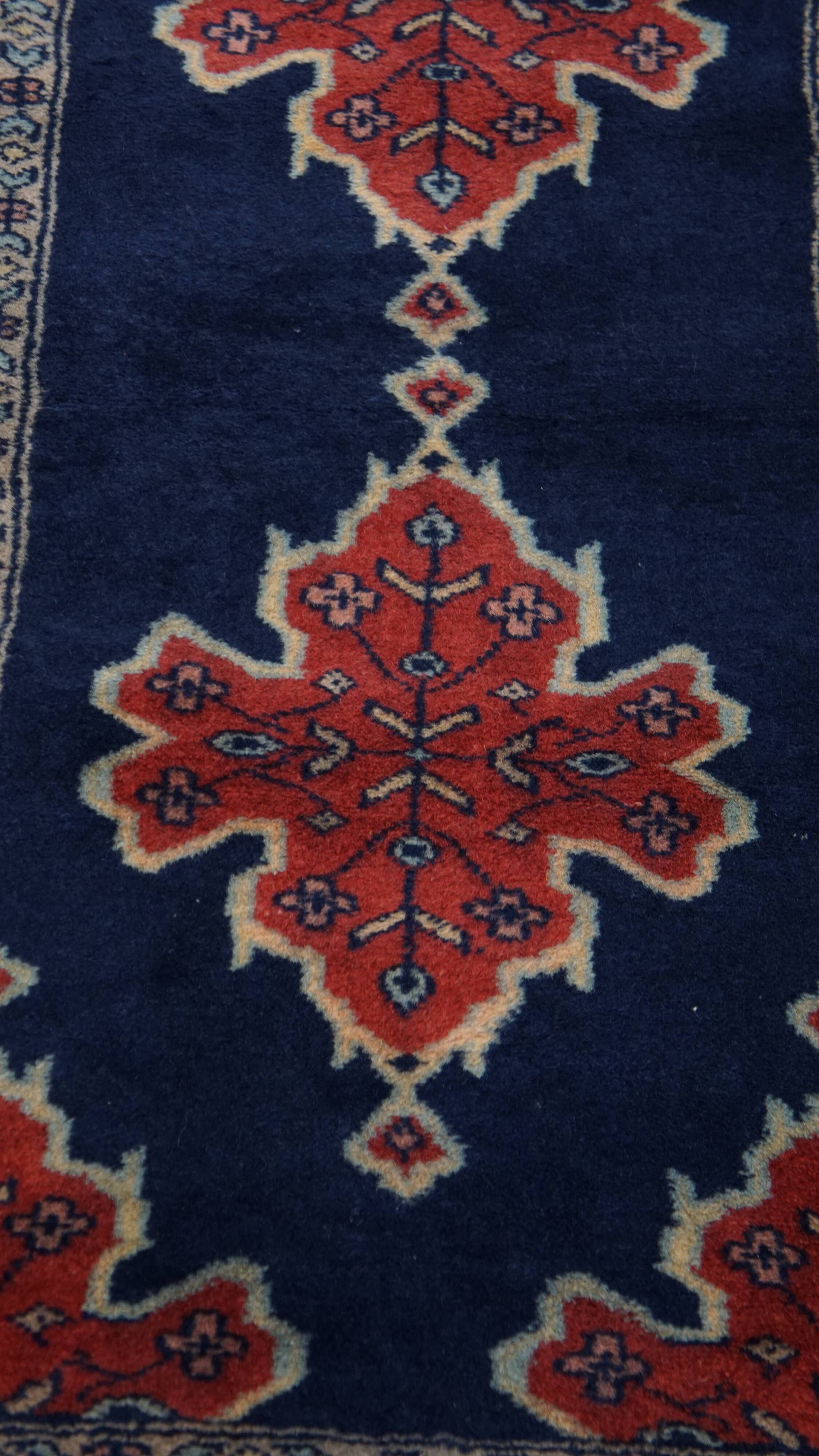 Wool Rug in Dark Blue – 139x66 cm