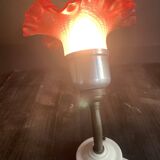 Antique wall light, tulip in pink glass and silver metal, 1920