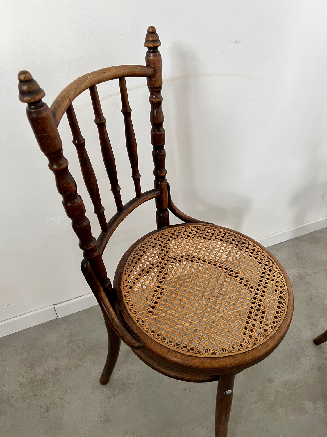 Lot 6 old vintage wooden bistro chairs brand Fischel early 20th century